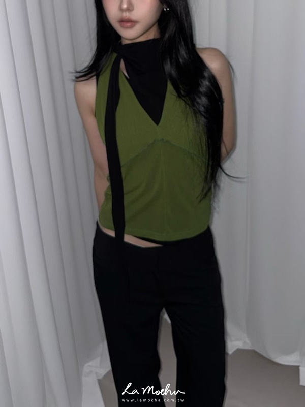 垂墜感美背繞脖背心